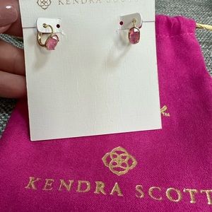 Kendra Scott Barbie Gold Emilie Huggie Earrings in Barbie Pink Opal